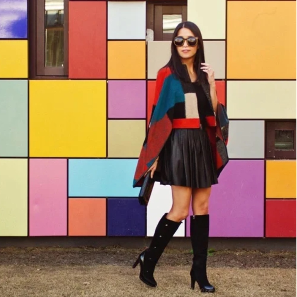 BCBGMAXAZRIA Walker Color Block Cape Poncho Blazer Jacket Coat Size XS/S NEW - Picture 5 of 9